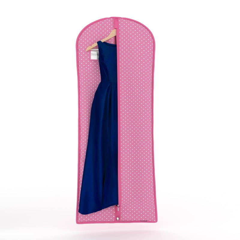 Hangerworld Breathable Clothes Cover 152 cm Pink/White Polka Dot Clothes Cover - Image 3